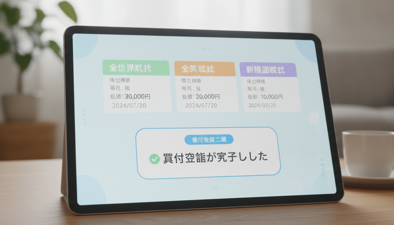 つみたて投資枠の積立設定が完了した画面のイメージ